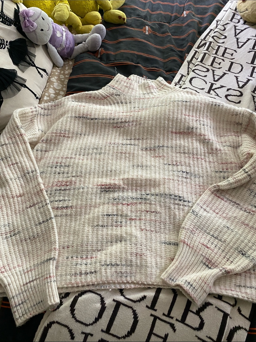 Old Navy Cream Speckled Cowl Neck Sweater
